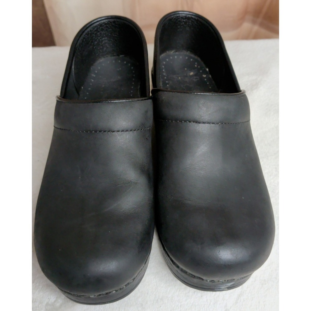 Dansko Flat Black Leather Clogs